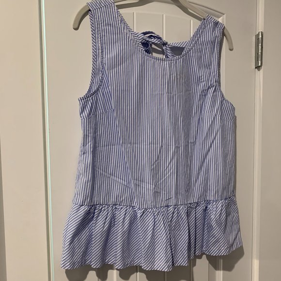 J. Crew Blue & White Striped Bow Tie Back Peplum Size Small - Picture 3 of 8
